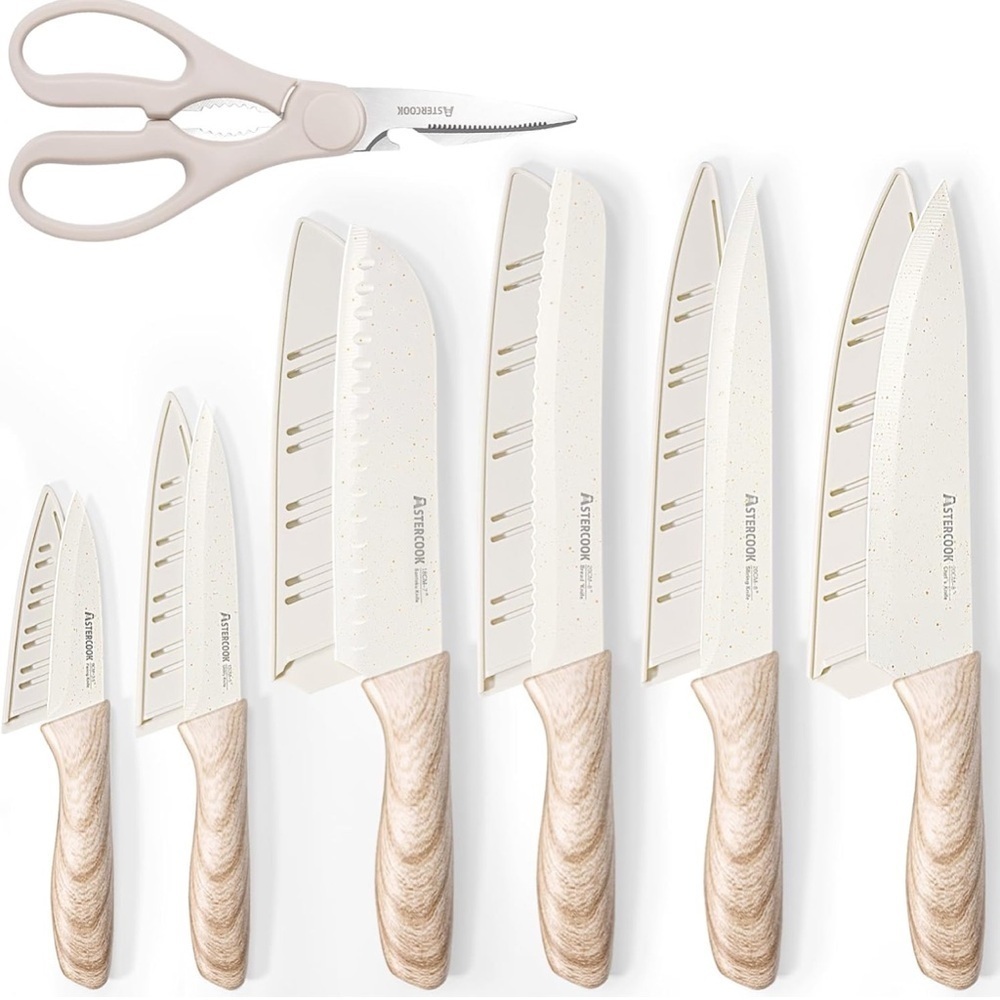 Astercook Knife Set 13 Piece Kitchen Knives Set, Ceramic Coating Stainle…​​